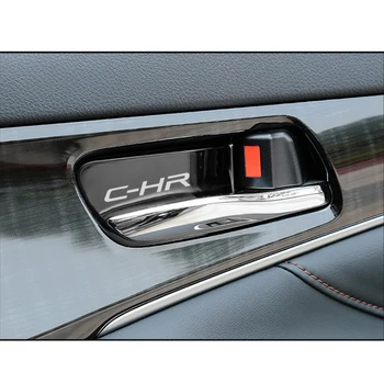4pcs coches de acero inoxidable manija de la puerta interior adorno autoadhesivo para Toyota CHR C-HR Accesorios de Coches Estilo