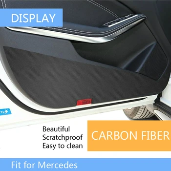 4x Automático de la Puerta de Coche Anti Kick Pad de la Estera 3D Pegatinas Para Mercedes W205 W213 Benz C E CLA, GLA GLE GLC Clase a Prueba de Polvo y Accesorios
