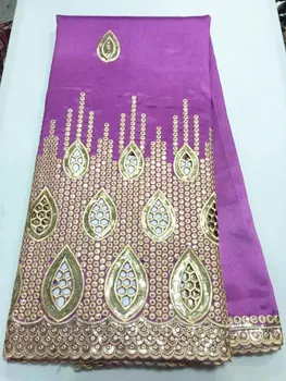 5 m/lote de Lujo de oro de lentejuelas decoración de encaje con el vino de África george tela de encaje por parte de la ropa OG40-1 97474