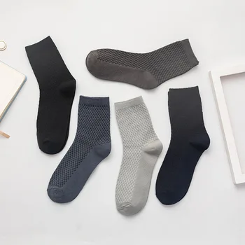 5 pares de mucha pack de calcetines de los hombres de negocios clásica señores de bambú marcada pequeña plaza de calcetines de algodón Transpirable 169476