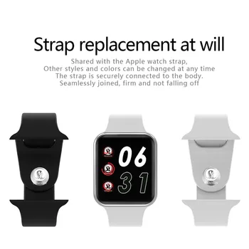 50%de descuento Bluetooth Reloj Inteligente de la Serie 6 de Fitness Tracker SmartWatch de Apple para el iPhone Xiaomi Android hua wei Teléfono Inteligente (Botón Rojo