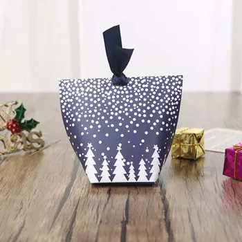 (50 piezas/lote) Árbol de Navidad Feliz Navidad Dulces Caja de bolsas de NAVIDAD Decoración de Nieve en el Bosque Rojo, el Verde de la Caja de Regalo de Dulces Contenedor B067