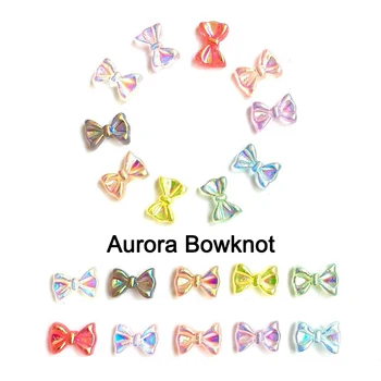 50pcs Aurora Bowknot de Uñas Accesorios tv de Resina de Color Inteligente Holográfica de Mariposa 3D Uñas de BRICOLAJE, Decoración 7X11mm