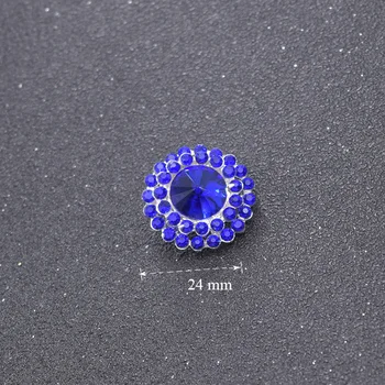 50pcs/lot mayorista de Zafiro de color de diamantes de imitación de botones para la ropa de mango coser el botón Ramo de boda decoraciones DIY plata