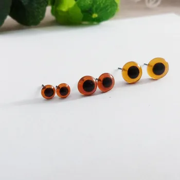 50pcs/lot nueva arrvial 3/4/5/6/7/8/9/10/11/12mm de color café juguete de vidrio ojos con pin para diy artesanía maerials--la opción de tamaño de 17007