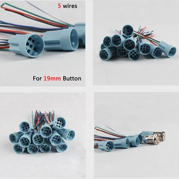 50pcs /lote de 16 mm 19 mm 22 mm enchufe para el cable de metal, interruptor de botón de cableado de 2 a 6 cables estable luz de la lámpara del botón