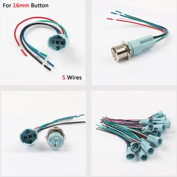 50pcs /lote de 16 mm 19 mm 22 mm enchufe para el cable de metal, interruptor de botón de cableado de 2 a 6 cables estable luz de la lámpara del botón