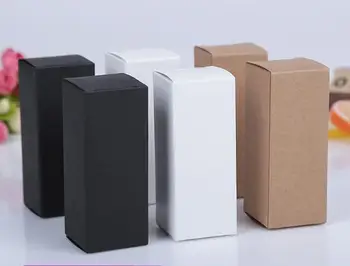 50pcs Negro blanco de Papel de Kraft caja de cartón lápiz Labial Cosmética de la Botella de Perfume de Caja de Papel de Kraft de Aceite Esencial de la Caja de Embalaje 6720