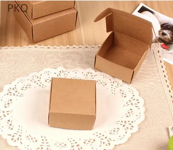 50pcs Pequeño de papel de Kraft de regalo caja de embalaje,kraft cartón hecho a mano jabón bombonera,personalizada nave de papel caja de regalo
