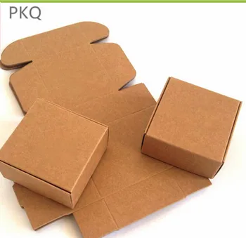 50pcs Pequeño de papel de Kraft de regalo caja de embalaje,kraft cartón hecho a mano jabón bombonera,personalizada nave de papel caja de regalo