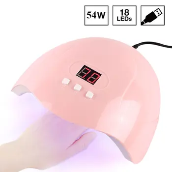 54W Secador de Uñas Para Uñas LED Lámpara de UV de Color Rosa 15 Led de la Lámpara UV para Uñas de la Máquina de Curado 30s/60s/99s Temporizador Inteligente de Uñas de Arte de las Herramientas de