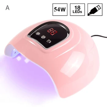 54W Secador de Uñas Para Uñas LED Lámpara de UV de Color Rosa 15 Led de la Lámpara UV para Uñas de la Máquina de Curado 30s/60s/99s Temporizador Inteligente de Uñas de Arte de las Herramientas de