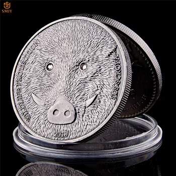 5Pcs 2018 Nueva Moneda Conmemorativa de mongolia Salvaje Animal Protegido Sus Scrofa Antiguos de Colección de Plata de Regalo Envío de la Gota de Apoyo