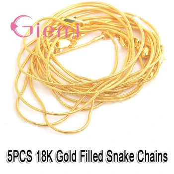 5PCS dibujo de la Serpiente de los Hombres de Joyería de Oro Amarillo Lleno de Collares de la Serpiente de la Cadena de Nuevo Collar de 1.3 MM Para el Colgante de la Joyería