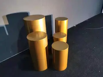 5pcs Eléctrico Espejo dorado Material de Hierro Cilindro Redondo Parte Decoraciones de la Boda Zócalo