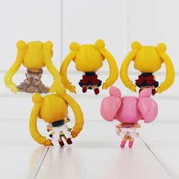 5Pcs/Lot de Anime Lindo Sailor Moon Tsukino Q Versión de PVC Figura de Acción Coleccionable de Juguetes de modelos de Muñecas para los Niños Gran Regalo