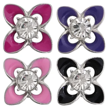 5pcs/lot Snap Joyería de Metal de Cristal de diamante de imitación de Amor de la Flor de 18mm Snap Botones de Flor Encantos Ajuste Complemento Brazaletes para las Mujeres
