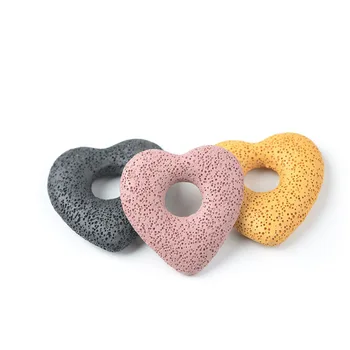 5pcs Natural de la Piedra Semi-preciosa de colores de la Lava Volcánica Hueco Corazón de Amor en forma de Perlas de la Joyería DIY Collar de Accesorios