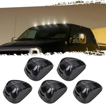 5x Techo de la Cabina Superior Marcador de 9 LEDs de funcionamiento Coche luces de la Lámpara Negro Ahumado de la Lente de los Bulbos de la Señal para Camión SUV 4x4 de la Sala de Led Accesorios 8830