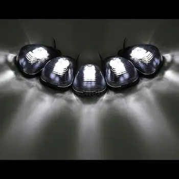 5x Techo de la Cabina Superior Marcador de 9 LEDs de funcionamiento Coche luces de la Lámpara Negro Ahumado de la Lente de los Bulbos de la Señal para Camión SUV 4x4 de la Sala de Led Accesorios