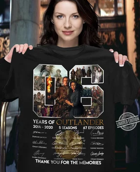 6 Años De Outlander 2020 Firma de Camiseta de los Hombres de Algodón S 5Xl Negro