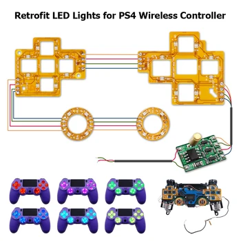 6-Color Electrónicos Accesorios de la Máquina Luminated D-Pad Thumstick Cara Botón DTF LED Kit para PlayStation 4 PS4 Controlador