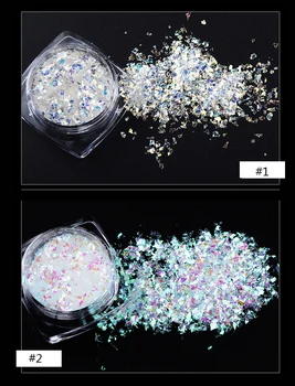 6 Colores 6 Cajas Aurora Copos de Holográfica Transparente de Uñas de Arte de Copo de Pigmento Aplastado AB Uñas Escamas Iridiscentes Aurora