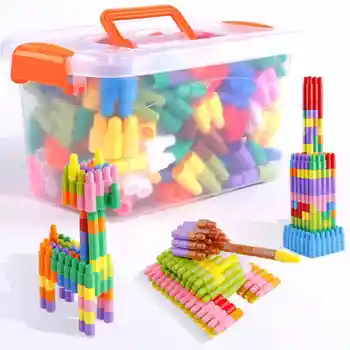 60/180/280pcs Coloridos Bloques de Construcción de Juguetes Para los Niños Regalo de la etiqueta Engomada Masiva de Ladrillos Figura Accesorios Compatible con Juguetes de Niños