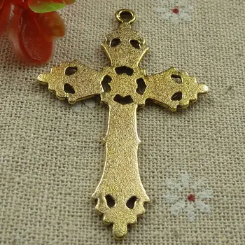60 piezas de Antigüedades de la cruz de oro de los encantos colgante 57x37mm #1806
