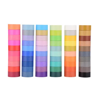 60pcs Color Puro Washi Tape Set de 15 mm Adhesivo Cintas adhesivas Decoración Pegatinas para el Álbum Diario Diario Marco de BRICOLAJE Regalo F067