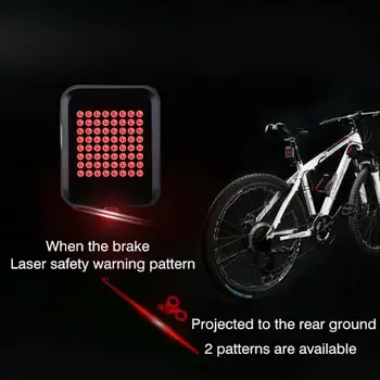 64LED de Bicicletas Automático de Luz del Indicador de Dirección de la luz trasera USB de MTB de la Bicicleta de Seguridad Luz de Advertencia de Ciclismo de la Lámpara de la Luz Trasera