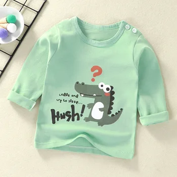 6M-6T Bebé de manga larga t-shirt Unisex de algodón ropa de niños camisetas parte superior de los niños tees de Muchos dibujos animados estilo de tops camiseta de la ropa