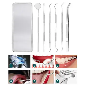 6pc Higiene Dental Kit de herramientas de Dentista Sarro Rascador Escarificador Equipo Dental Cálculo de la Placa de Remover la Limpieza de los Dientes Oral Herramienta de Cuidado