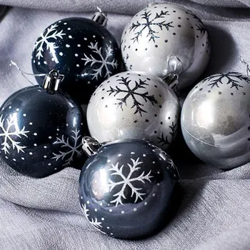 6pcs Bola de Plástico Adornos del Árbol de Navidad Colgante Colgantes Artesanales de Año Nuevo Navidad Fiesta en Casa Decoración de la Oficina