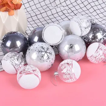 6pcs Bola de Plástico Adornos del Árbol de Navidad Colgante Colgantes Artesanales de Año Nuevo Navidad Fiesta en Casa Decoración de la Oficina
