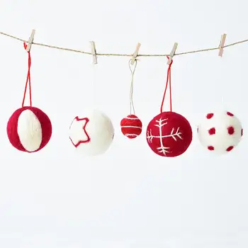 6pcs de Navidad Decoración de 6cm ovillo de Lana Resistente Decorativos que Cuelgan Adornos Colgantes para Ventana en el Techo del Árbol de Navidad