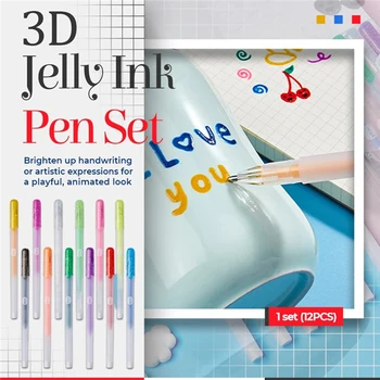 6PCs/Set 3D Brillante Jelly Tinta de la Pluma Impermeable a Alegrar de Escritura Consistente en el Flujo de tinta Bolígrafo de Gel para la Expresión Artística