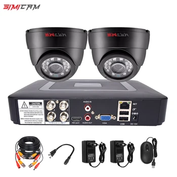 720P/1080P de Vídeo de las cámaras de Vigilancia del Sistema de Kit de DVR 4CH AHD Analógico 2pcs Casa de la Cúpula de Interior de la Visión Nocturna del CCTV de la Seguridad del Sistema establecido