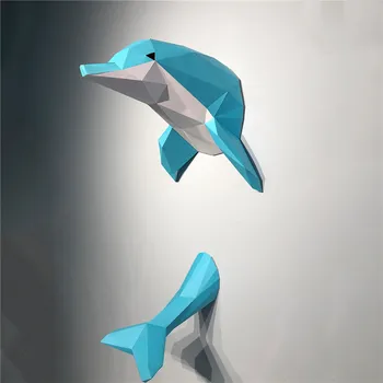 74cm 3D Lindo Delfín Animal Creativo Modelo de Papel de BRICOLAJE Rompecabezas de la Decoración del Hogar Hechos a Mano de las Figuras de Acción de Papel kraft de Regalo Juguetes para Adultos