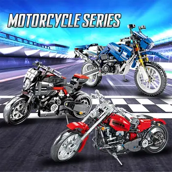 799PCS de la Ciudad de Moto de Carreras de Moto Modelo de Bloques de Construcción Technic Creador de la Motocicleta Vehículos de Ladrillos de Juguetes Para los Niños Regalos