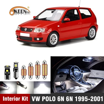 7Pcs Para Volkswagen VW POLO 6N 6N2 1995-2001 Interior Led Bombilla de Luz Kit Canbus Mapa de la Cúpula de la Licencia de Luz de la Placa de Accesorios de Coches