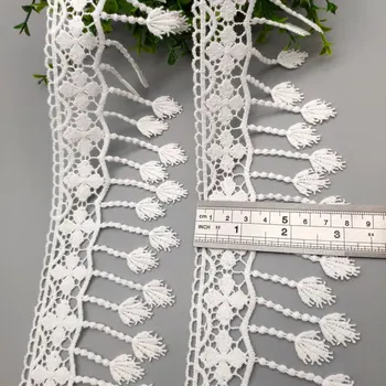 8cm*2yards bordado de la flor de Algodón con flecos ribetes de encaje de la boda vestido de disoluble en Agua de encaje adornos para la ropa 177975
