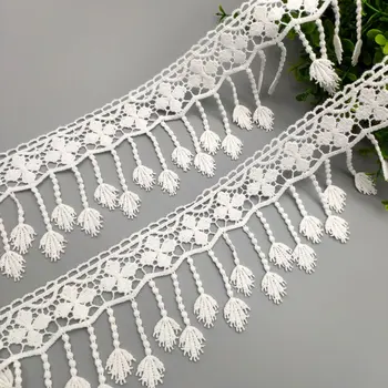 8cm*2yards bordado de la flor de Algodón con flecos ribetes de encaje de la boda vestido de disoluble en Agua de encaje adornos para la ropa