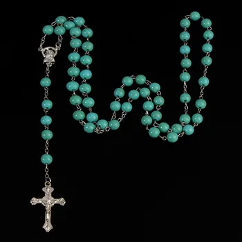8mm rosario multicolor de perlas de cristal collar, suave bolas de cerámica collar, María rosario. 48 piezas