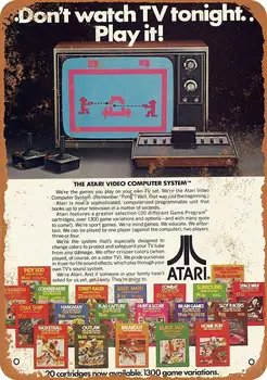 8x12 Atari Video Computer System Estaño Señal Vintage Criatura Divertida de Hierro de la Pintura del Metal de la Placa de la Personalidad de la Novedad