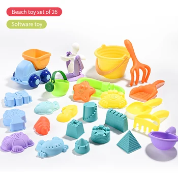 9-26PCS juguetes de playa para niños Set de baño Kit de arena de Mar de Plástico suave balde de la Pala del molde de Agua de juego y diversión de verano Juego