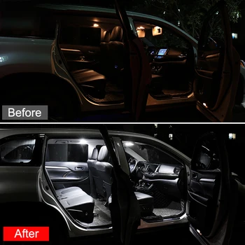 9 x T10 W5W Auto LED Bombillas de las luces del Interior del Coche kit de Domo de Luces de Lectura Tronco de la Lámpara para Toyota Highlander 2016 2017 2018 2019