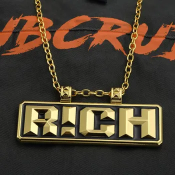 90cm de Oro de la Cadena RICO Collar de los Hombres de Rap Hip Hop Joyas Colar la Hipérbole Gran Colgante de Collares de 2018 DJ Rapero Don Mens Joyería