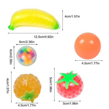 9PCS Alivio del Estrés Bolas de Juguetes Divertidos Apretando Luminosa Bola Pegajosa de la Fruta Fidget Sensorial de Juguete Para los Niños Adultos Autismo Necesidades Especiales
