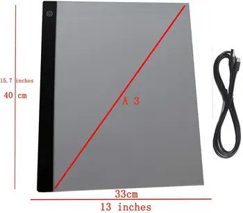 A3! Regulable Ultra Delgada A3 LED de Luz del panel de la Tableta se Aplican a EU/UK/AU/US/USB Plug Bordado de Diamantes Diamante Pintura de punto de Cruz